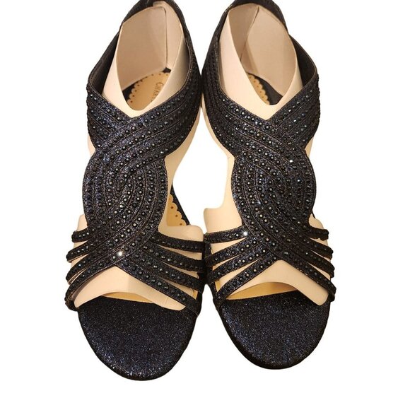 Charter Club Navy Blue sparkle Ginifur braided sandals size 8.5 womens - Picture 3 of 7